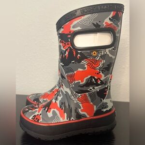 BOGS Little Kids Orange/Gray/Black Camo Rain Boots NWT Size Little Kids 7